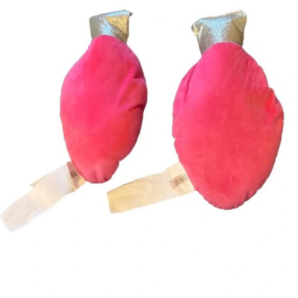Christmas Bulb Ornament Pillows 15 inch Pink C9 Bulb Decorative Plush 2 Pillows